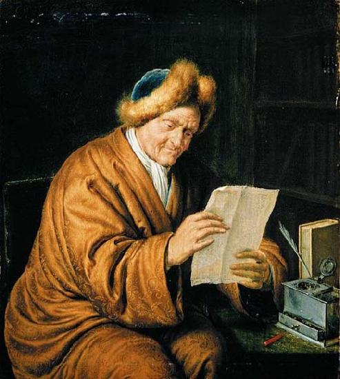 MIERIS, Willem van An Old Man Reading oil painting image